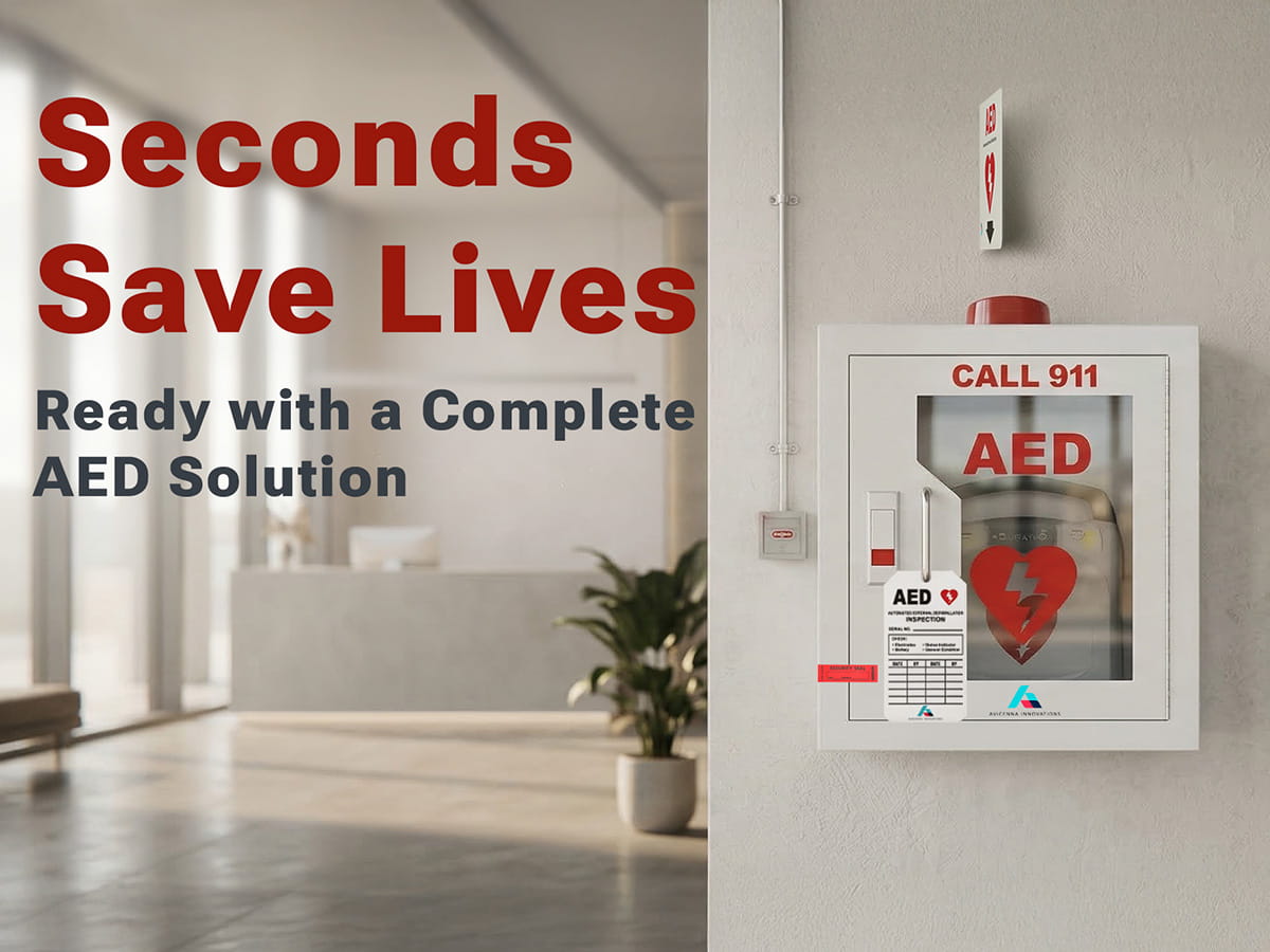 Avicenna Innovations Product: Avicenna Innovations Steel AED Cabinet Kit with Alarm &amp; Strobe Light