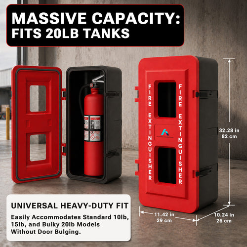 Large Weatherproof Fire Extinguisher Cabinet | Heavy-Duty PVC Plastic Box for 10lb-20lb Extinguishers