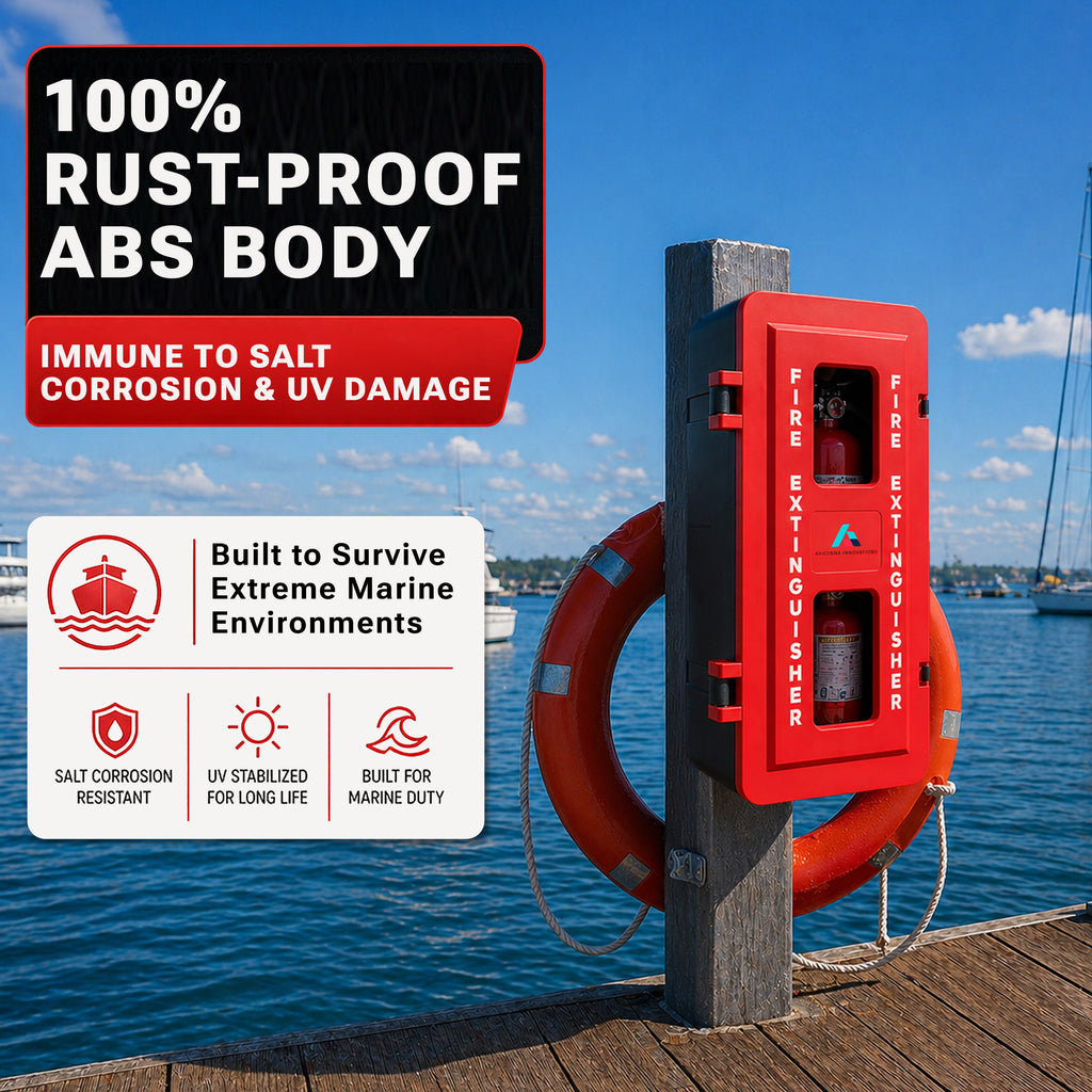 Avicenna Innovations Product: Avicenna Innovations Large Weatherproof Fire Extinguisher Cabinet | Heavy-Duty ABS Plastic Box for 10lb-20lb Extinguishers