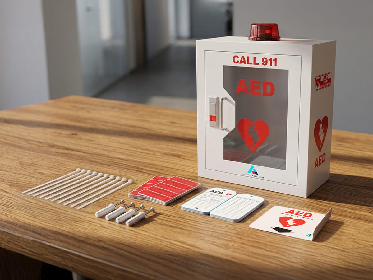 Avicenna Innovations Blog Article: Be Prepared, Be Compliant: The Ultimate Guide to AED Cabinets for Businesses and Homes