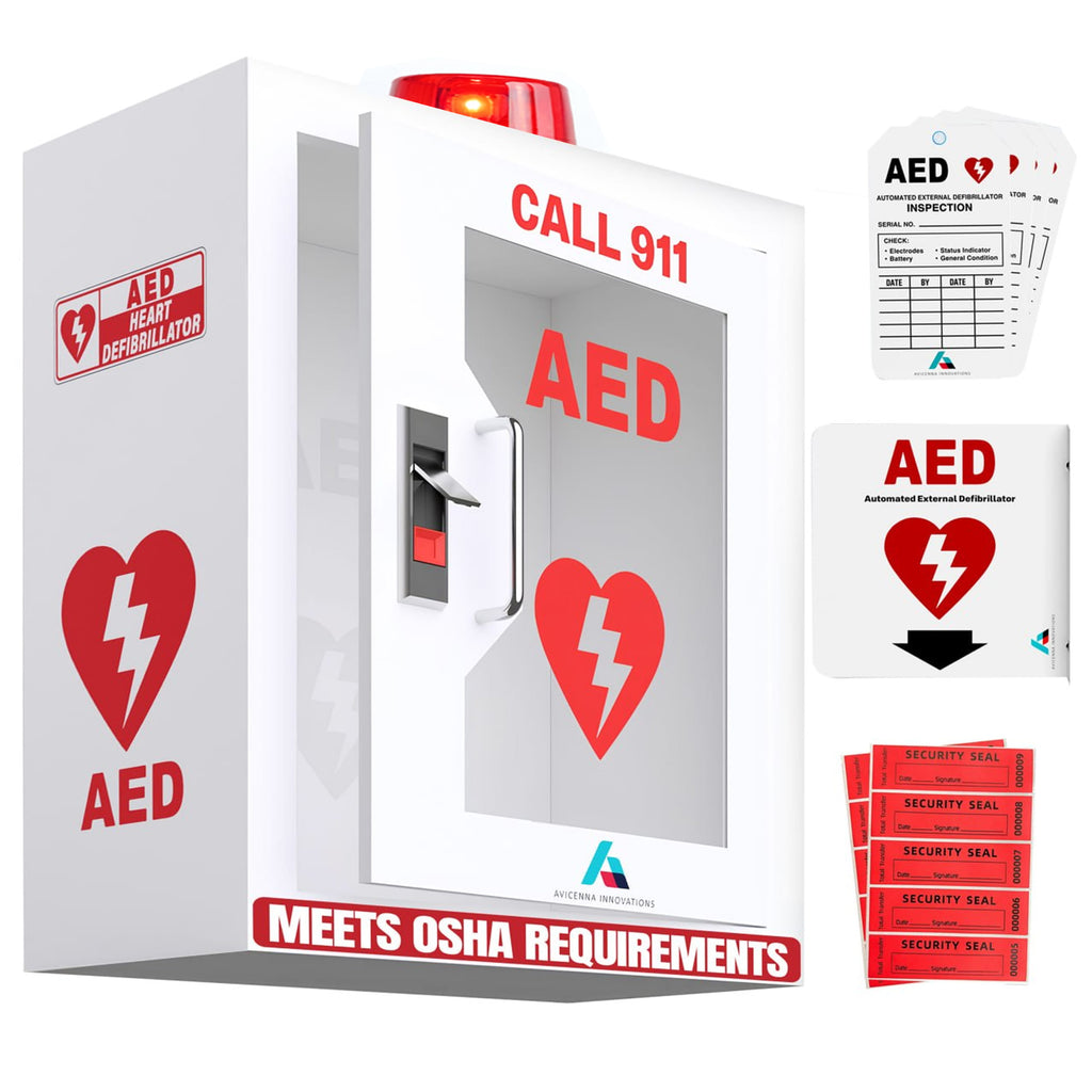 Avicenna Innovations Product: Avicenna Innovations Steel AED Cabinet Kit with Alarm &amp; Strobe Light
