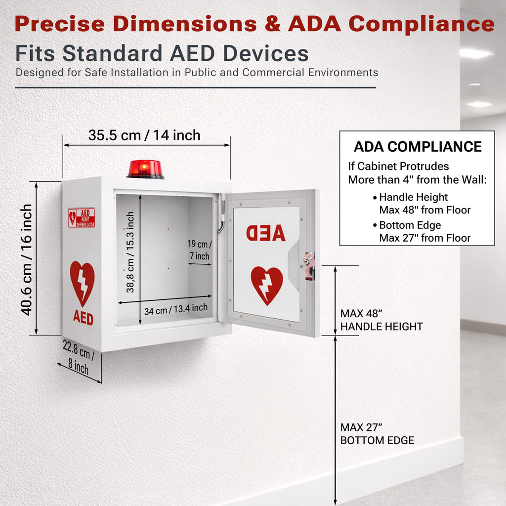 Avicenna Innovations Product: Avicenna Innovations Steel AED Cabinet Kit with Alarm &amp; Strobe Light