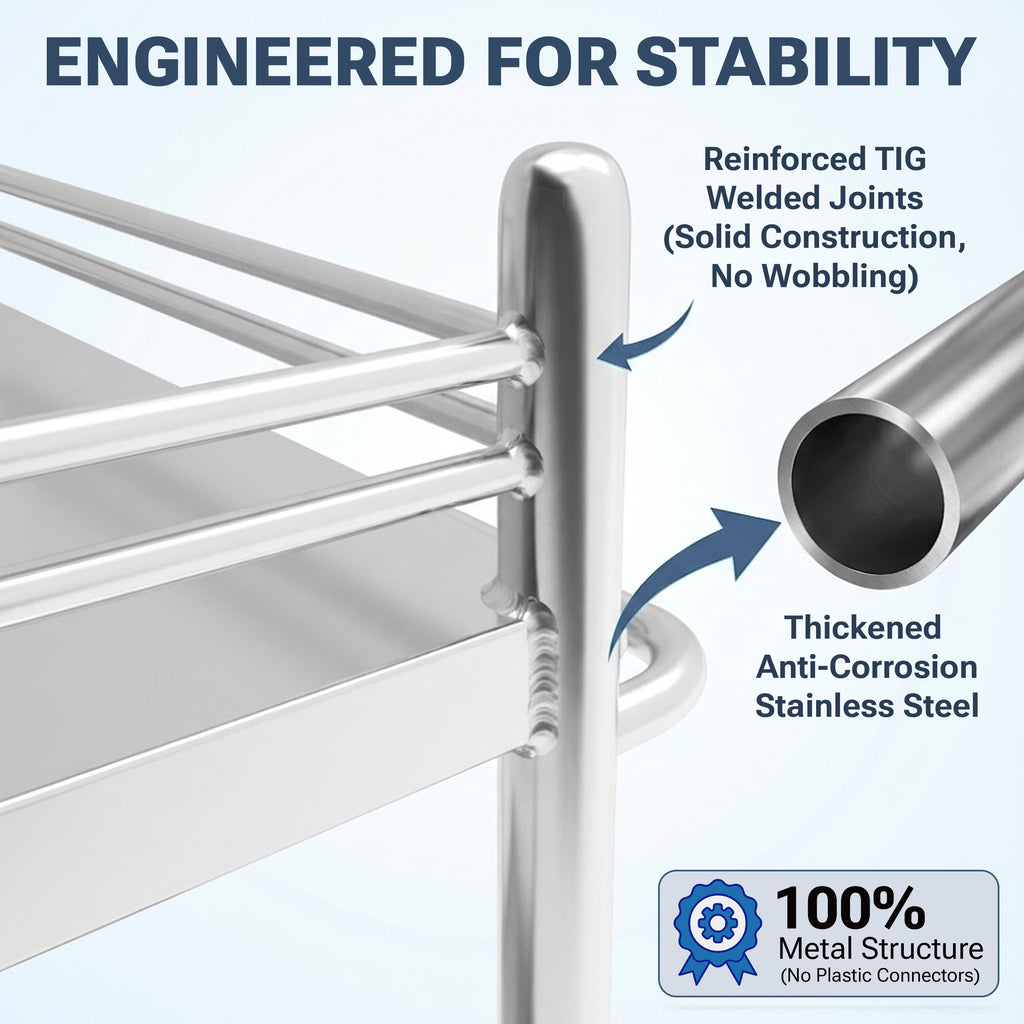 Avicenna Innovations Product: Avicenna Innovations Medical Stainless Steel 2 Tier Rolling Cart with 2 Drawers