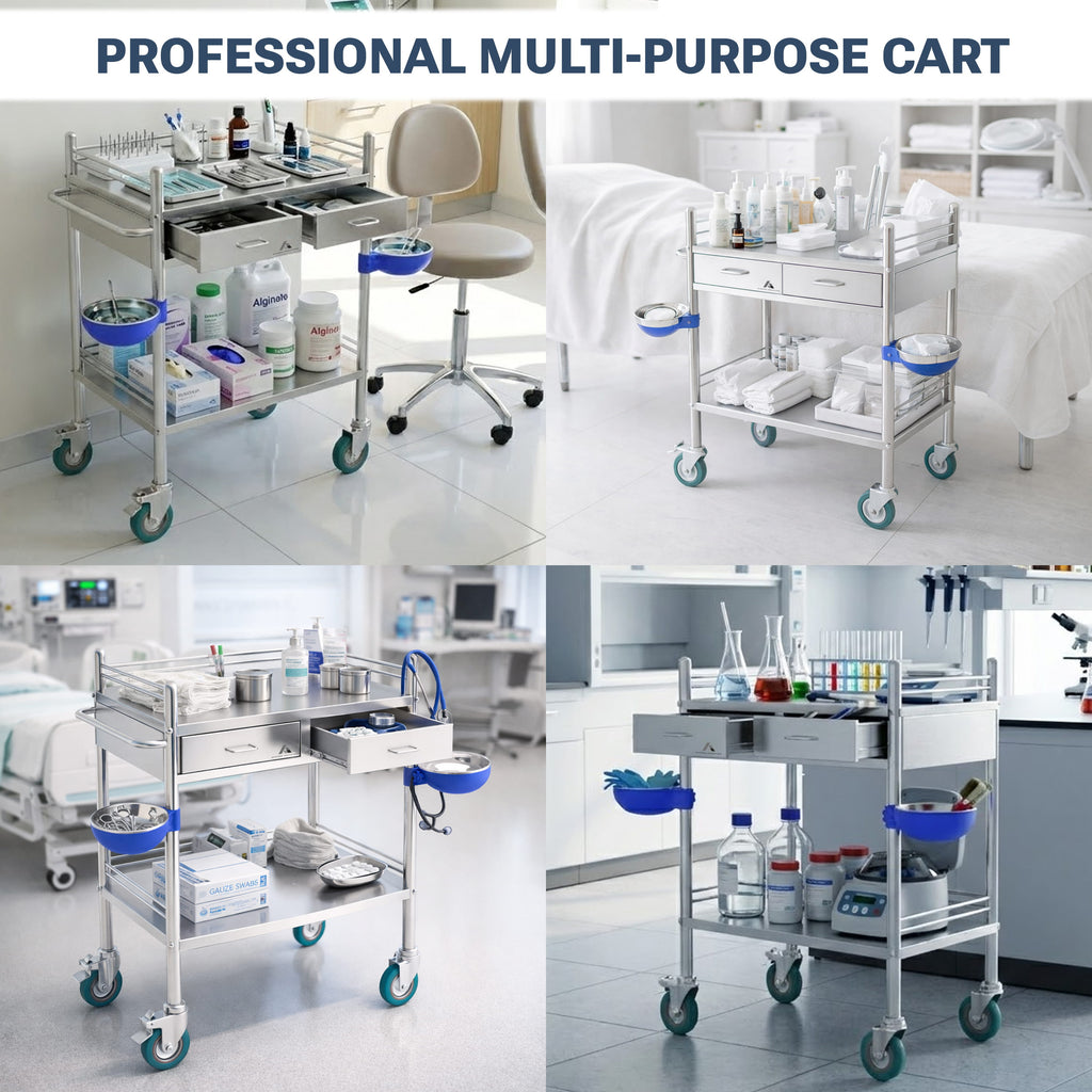 Avicenna Innovations Product: Avicenna Innovations Medical Stainless Steel 2 Tier Rolling Cart with 2 Drawers