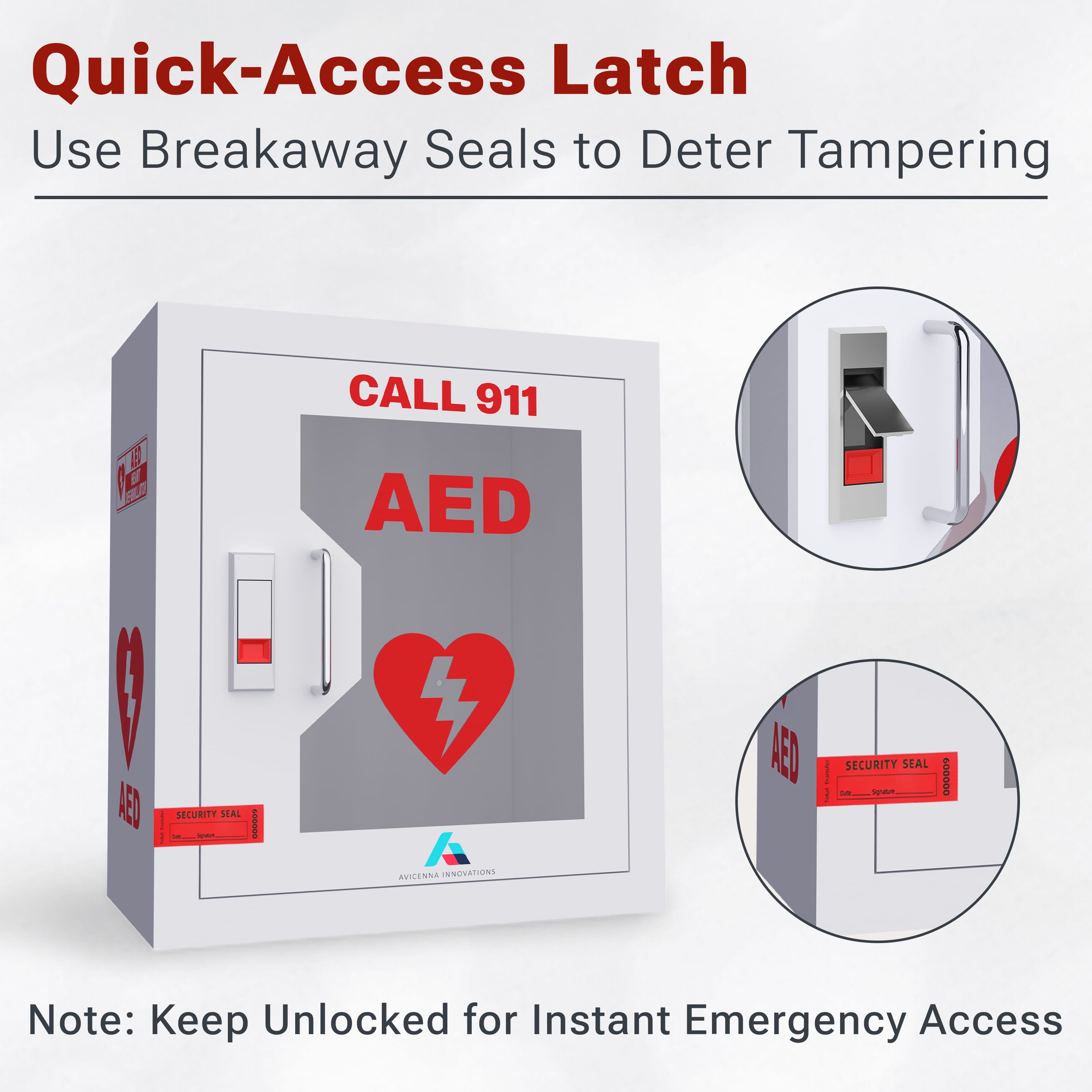 Avicenna Innovations Steel AED Cabinet Kit with Snaplock