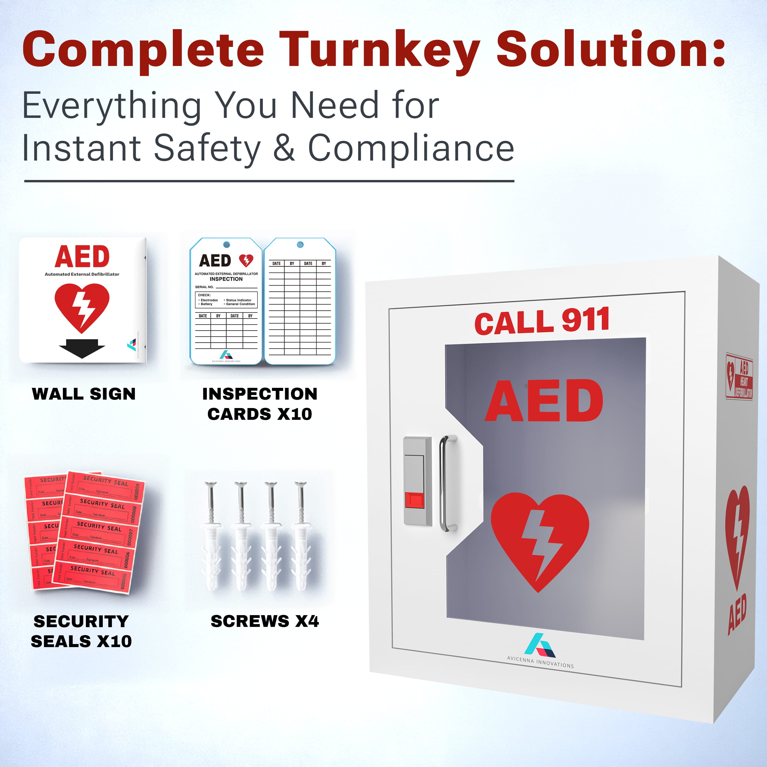 Avicenna Innovations Product: Avicenna Innovations Steel AED Cabinet Kit with Snaplock