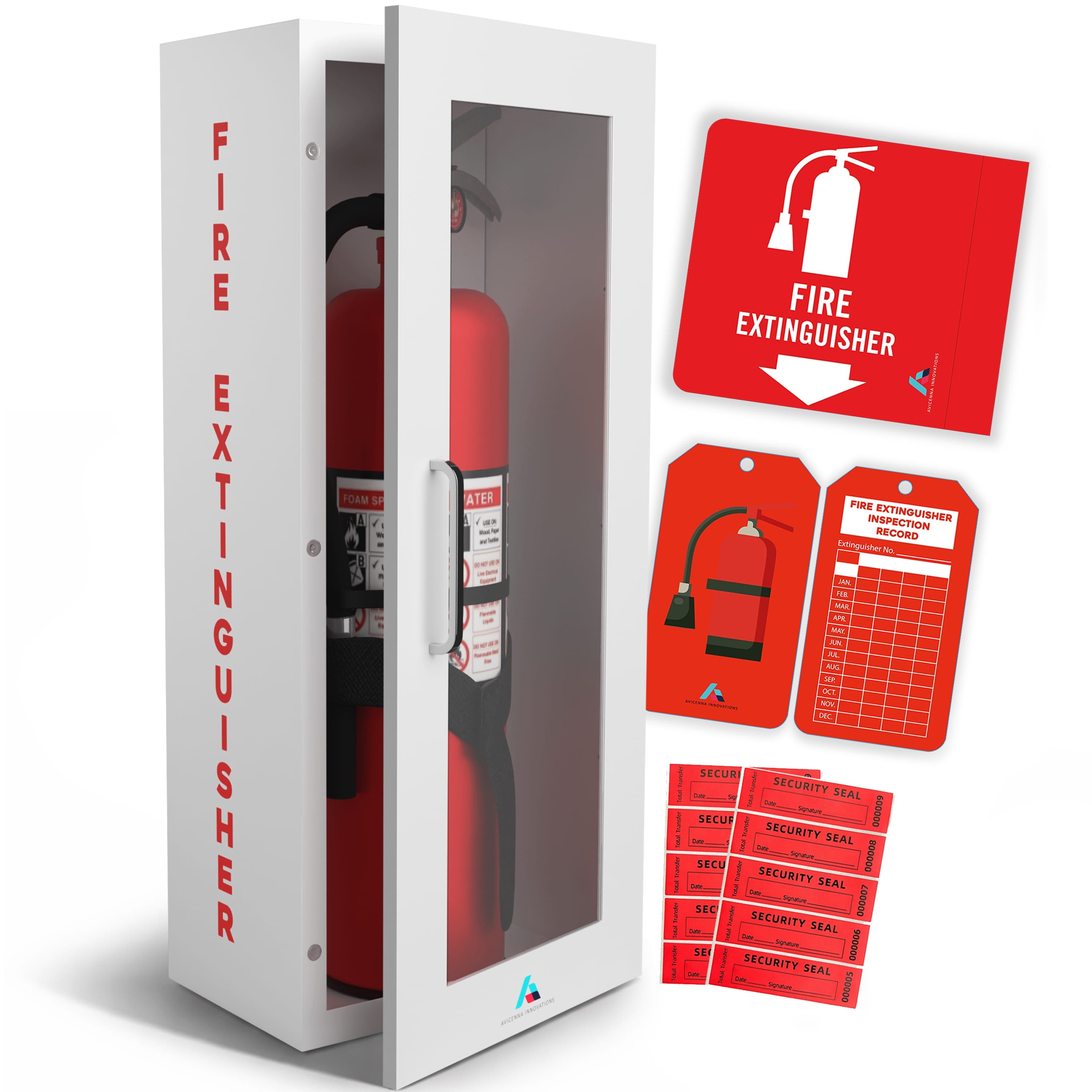 Avicenna Innovations Steel Fire Extinguisher Cabinet White