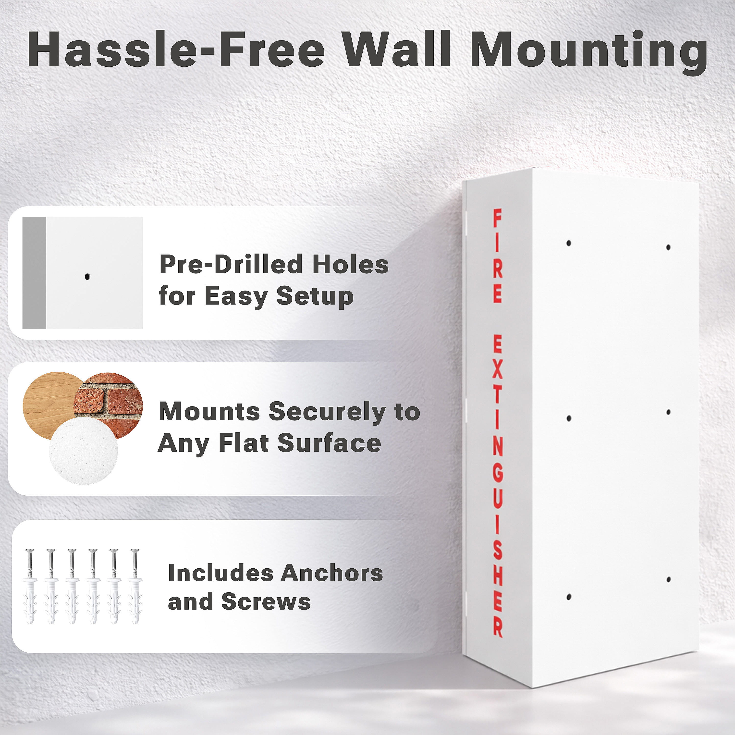 Avicenna innovations Steel Fire Extinguisher Cabinet White with Quick-Access Magnetic Door