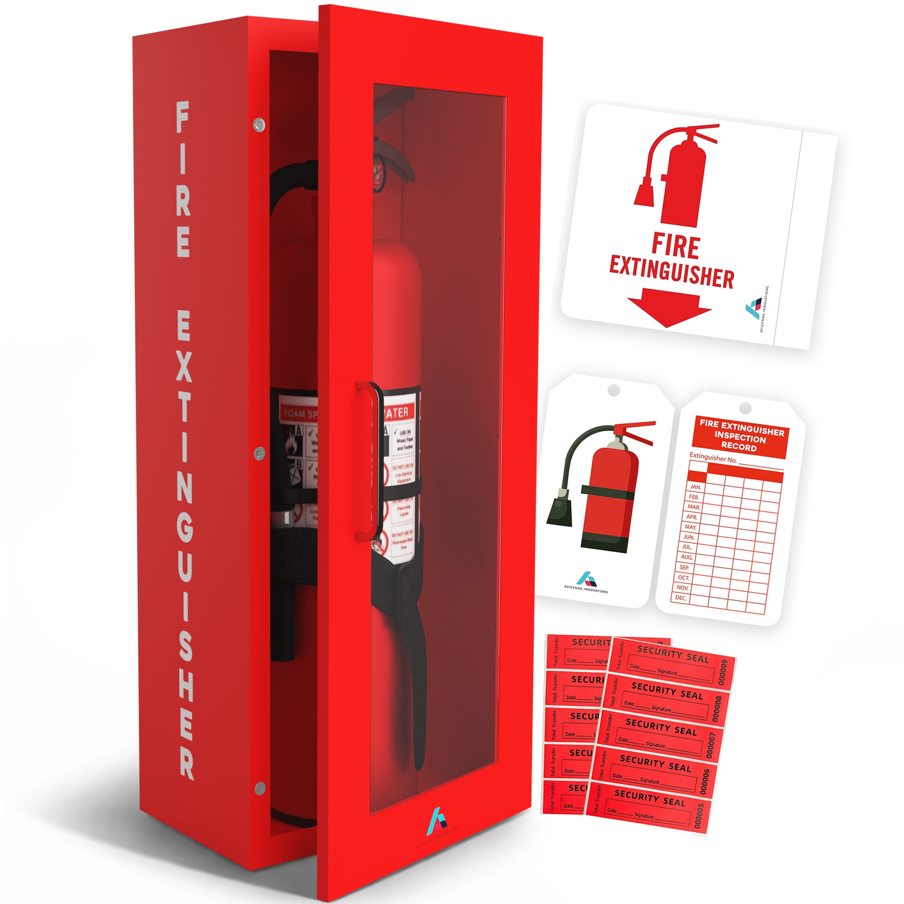 Avicenna Innovations Steel Fire Extinguisher Cabinet Red