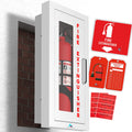 Avicenna Innovations Semi-Recessed Fire Extinguisher Cabinet White with Quick-Access Magnetic Door