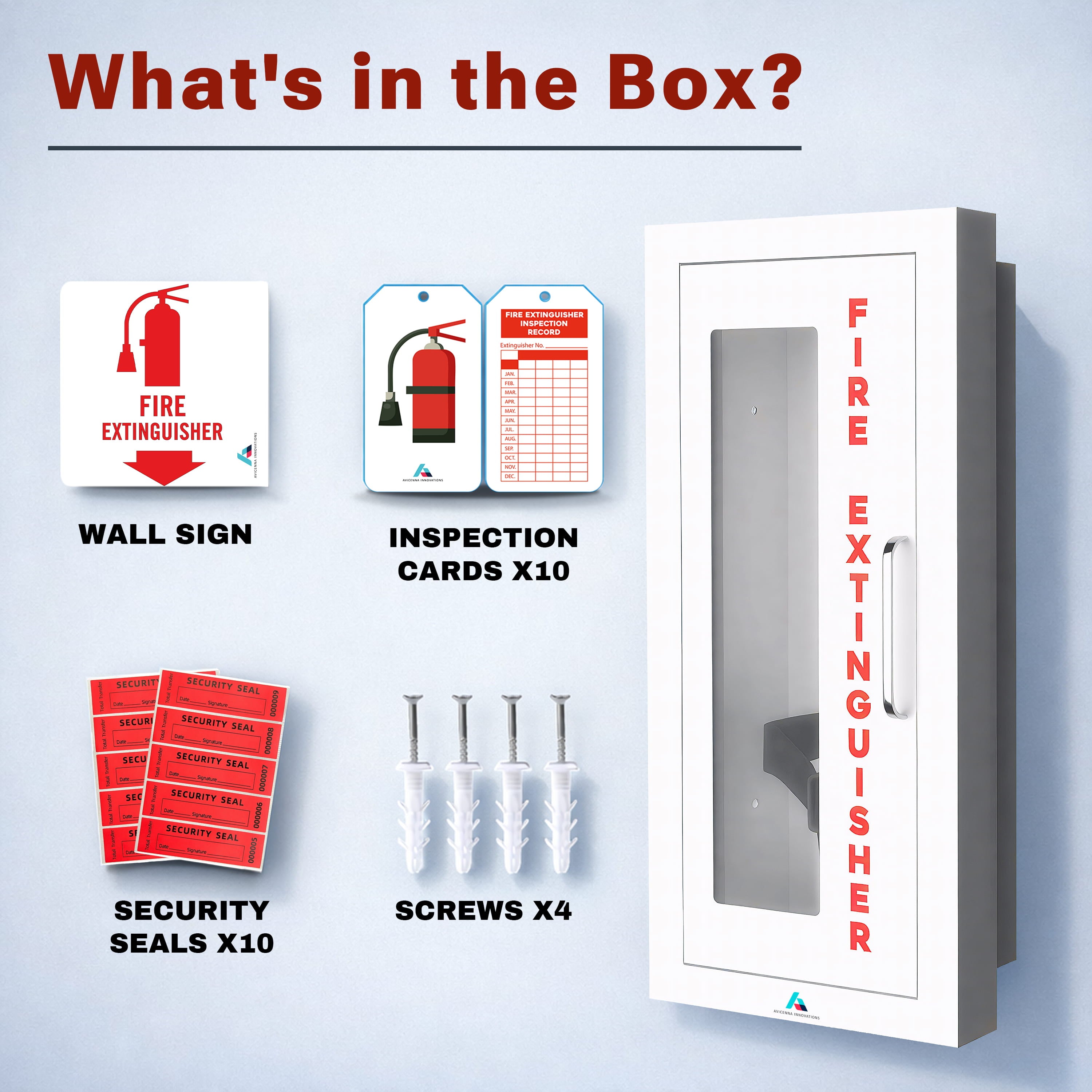 Avicenna Innovations Product: Avicenna Innovations Semi-Recessed Fire Extinguisher Cabinet White with Quick-Access Magnetic Door