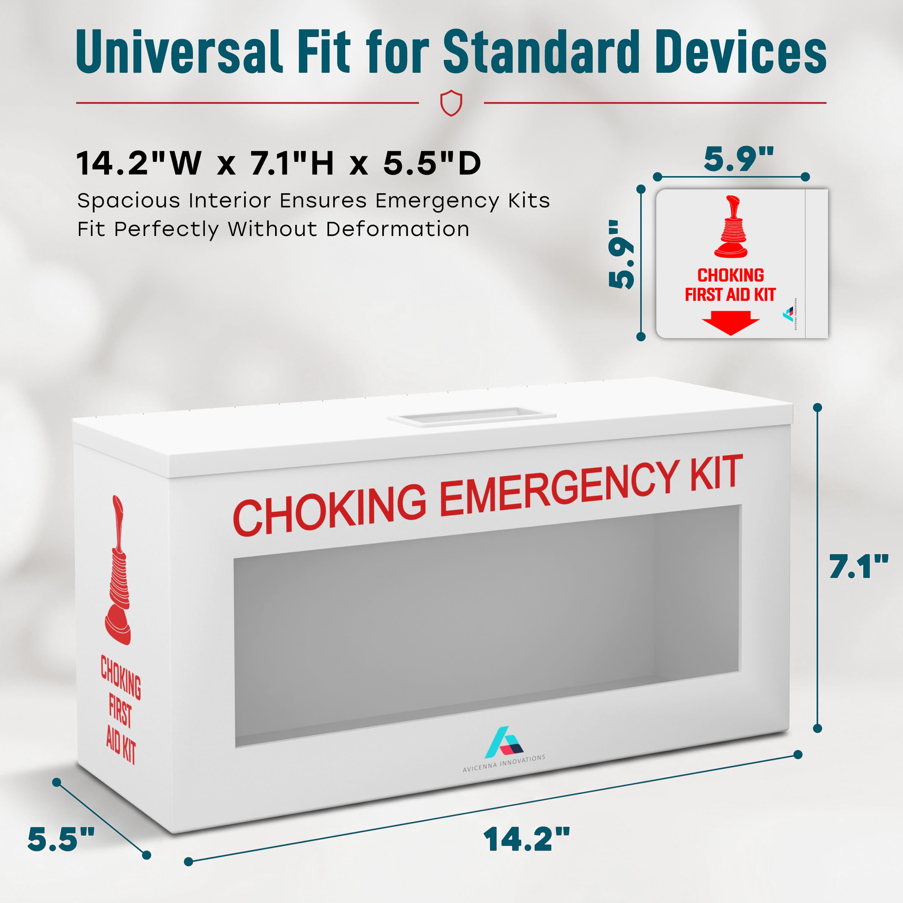 Avicenna Innovations Ready-to-Deploy Choking Emergency Cabinet White | Heavy-Duty Steel Wall Mount Box for Anti-Choking Devices