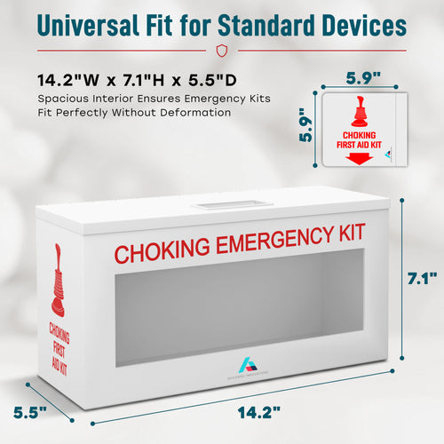 Avicenna Innovations Ready-to-Deploy Choking Emergency Cabinet White | Heavy-Duty Steel Wall Mount Box for Anti-Choking Devices