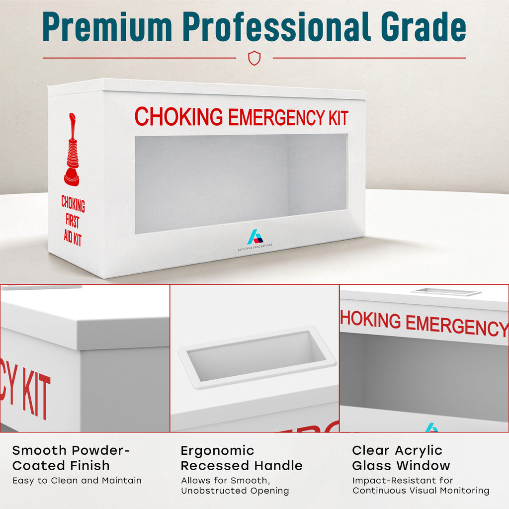 Avicenna Innovations Product: Avicenna Innovations Ready-to-Deploy Choking Emergency Cabinet White | Heavy-Duty Steel Wall Mount Box for Anti-Choking Devices