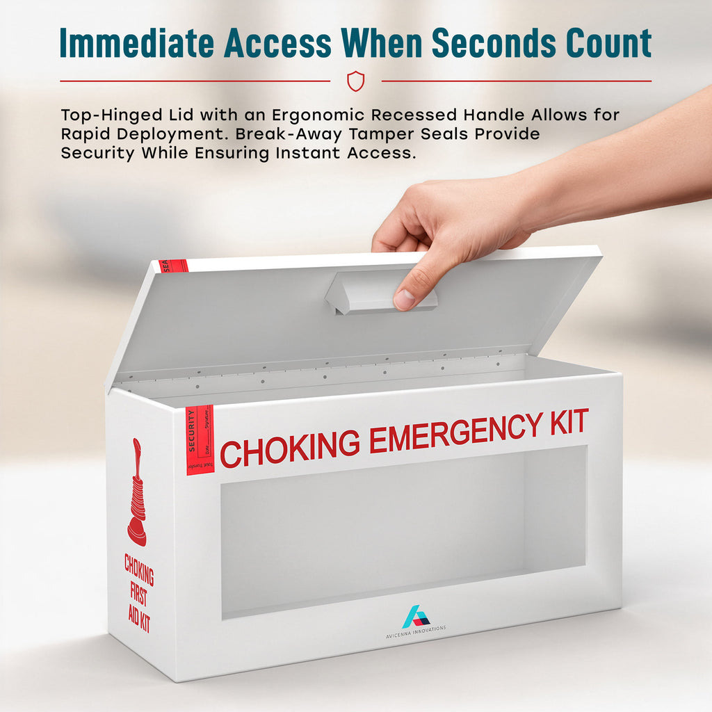 Avicenna Innovations Product: Avicenna Innovations Ready-to-Deploy Choking Emergency Cabinet White | Heavy-Duty Steel Wall Mount Box for Anti-Choking Devices