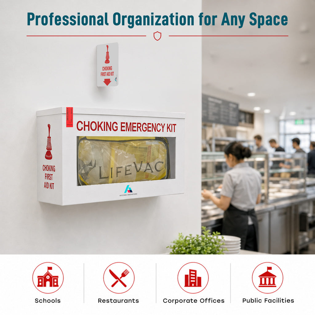 Avicenna Innovations Product: Avicenna Innovations Ready-to-Deploy Choking Emergency Cabinet White | Heavy-Duty Steel Wall Mount Box for Anti-Choking Devices