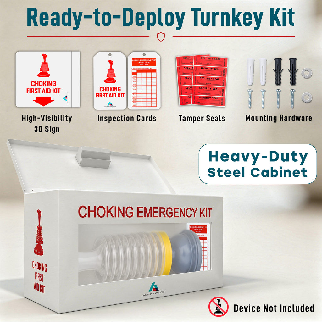 Avicenna Innovations Product: Avicenna Innovations Ready-to-Deploy Choking Emergency Cabinet White | Heavy-Duty Steel Wall Mount Box for Anti-Choking Devices
