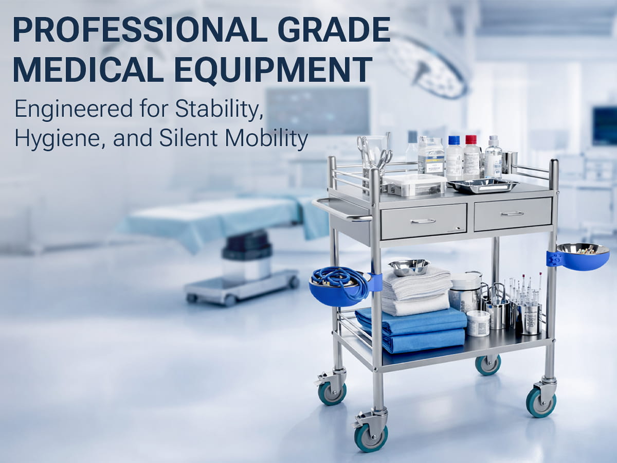 Avicenna Innovations Product: Avicenna Innovations Medical Stainless Steel 2 Tier Rolling Cart with 2 Drawers